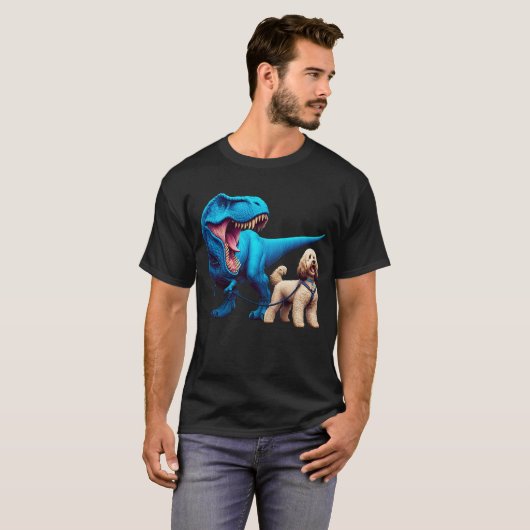 Funny Dinosaur Cockapoo Walking Dog Lover T-Shirt (Vorne ganz)