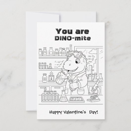 funny Dinosaur Coloring Maze Classroom Valentine  Dankeskarte (Vorderseite)