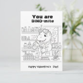 funny Dinosaur Coloring Maze Classroom Valentine  Dankeskarte (Stehend Vorderseite)
