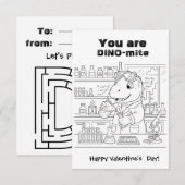 funny Dinosaur Coloring Maze Classroom Valentine  Dankeskarte (Vorne/Hinten)