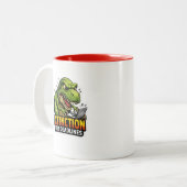 Funny Dinosaur Deadline Coffee Mug Zweifarbige Tasse (Vorderseite Links)