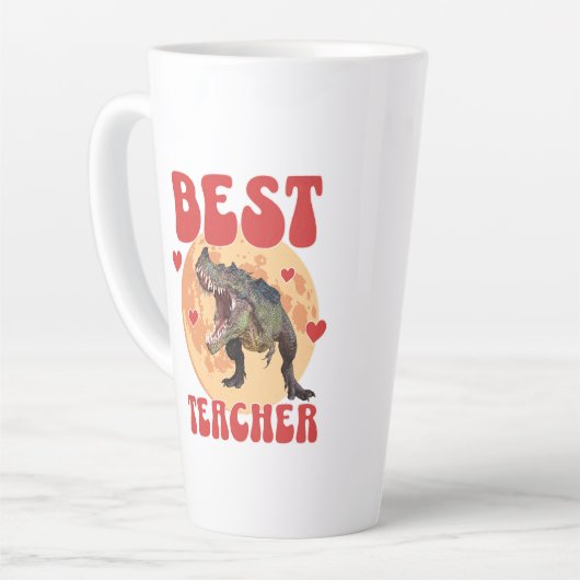 Funny Dinosaur Dino Bester Lehrer Milchtasse (Linke Ecke)