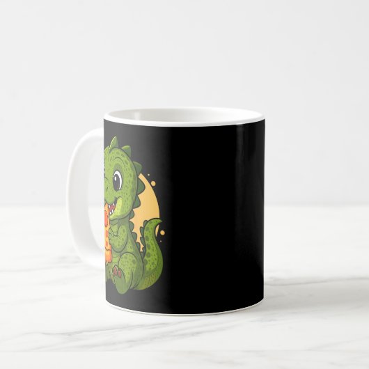 Funny Dinosaur Eating Zza Graphic Boys Girls Dinos Kaffeetasse (Vorderseite Links)