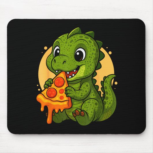 Funny Dinosaur Eating Zza Graphic Boys Girls Dinos Mousepad (Vorne)