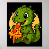 Funny Dinosaur Eating Zza Graphic Boys Girls Dinos Poster (Vorne)