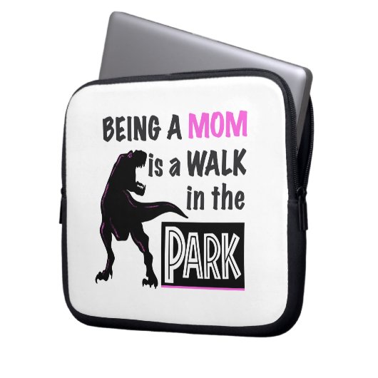 Funny Dinosaur Eine Mama ist ein Spaziergang im Pa Laptopschutzhülle (Vorderseite Links)