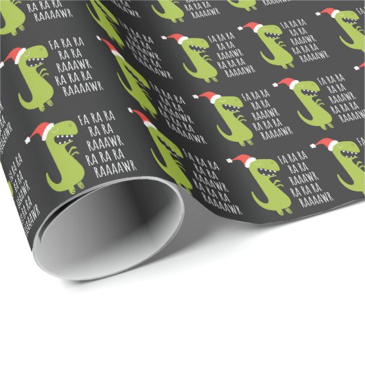 Funny Dinosaur Fa Ra Ra Rawr Rawr Christmas T Rex Geschenkpapier (Rolleneckpunkt)