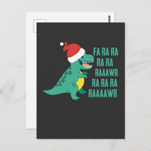 Funny Dinosaur Fa Ra Rawr Rawr Weihnachten TRex xm Postkarte (Vorne/Hinten)