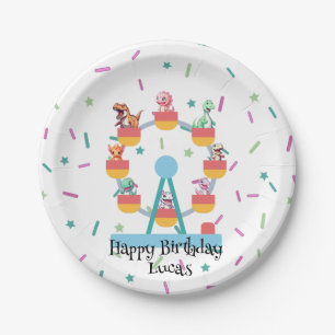 Funny dinosaur Ferris Rad Geburtstagsparty DIY Nam Pappteller