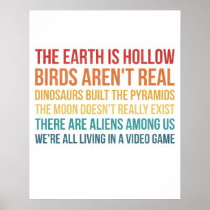 Funny Dinosaur Flat Earth Alien Verschwörungstheor Poster
