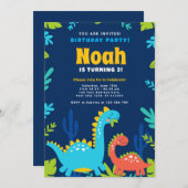 Funny Dinosaur Geburtstagsparty Einladung (Vorne/Hinten)