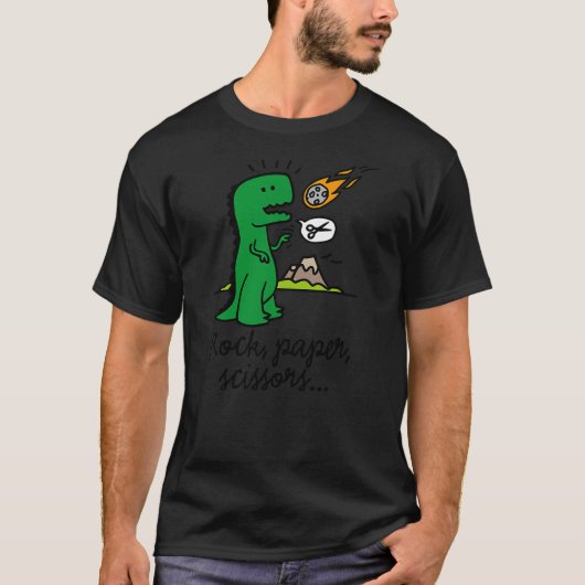 Funny dinosaur gift T-rex rock paper scissors mete T-Shirt (Vorderseite)
