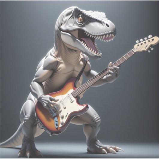 Funny Dinosaur Gitarre spielen Kunst Aufkleber (Vorderseite)