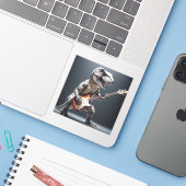 Funny Dinosaur Gitarre spielen Kunst Aufkleber (Laptop mit iPhone)