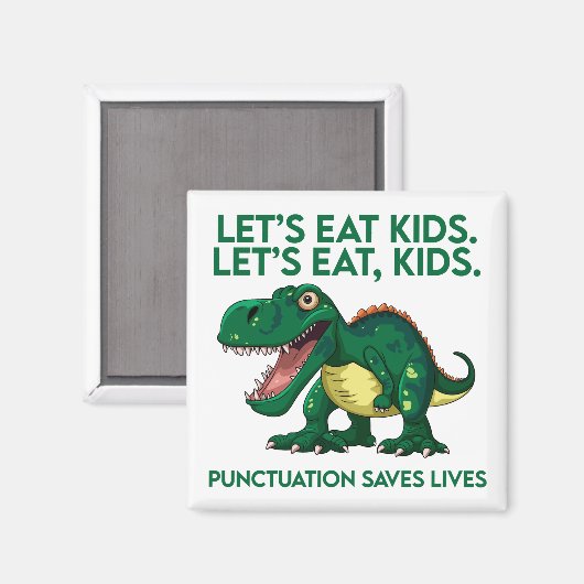 Funny Dinosaur Grammar Lesson Magnet (Vorderseite/Rückseite)