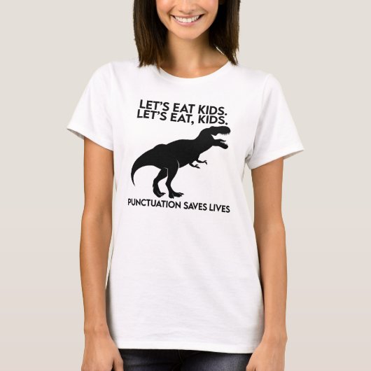 Funny Dinosaur Grammar Lesson T-Shirt (Vorderseite)