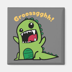 Funny Dinosaur Grooaagghh - Funny Little Dinosaur Magnet