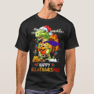 Funny Dinosaur Happy Hallothanksmas Erntedank D T-Shirt