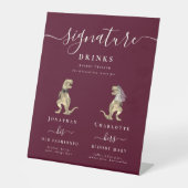 Funny Dinosaur Hochzeit Signature Drinks Bar Sockelschild (Vorderseite)