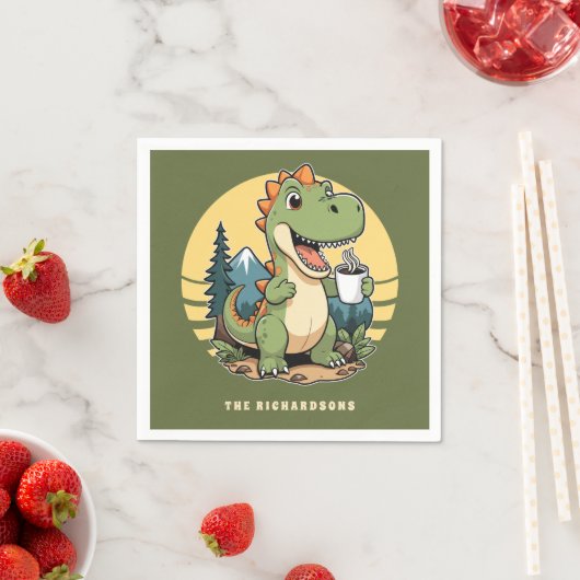 Funny Dinosaur im Freien Camping für benutzerdefin Serviette (Beispiel)