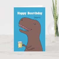 Funny Dinosaur mit Bier Glücklich Geburtstag Beert