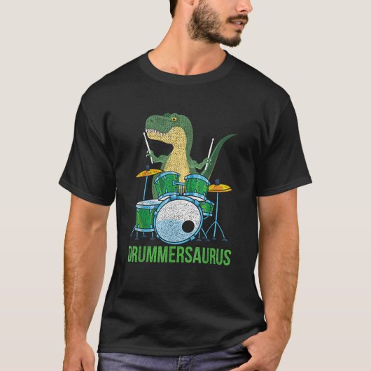 Funny Dinosaur Musiker T Rex Drummer Boys Geschenk T-Shirt (Vorderseite)