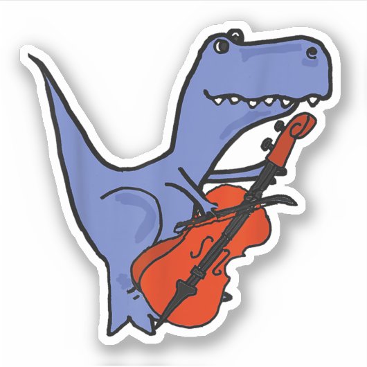 Funny Dinosaur Playing Cello Aufkleber (Vorderseite)