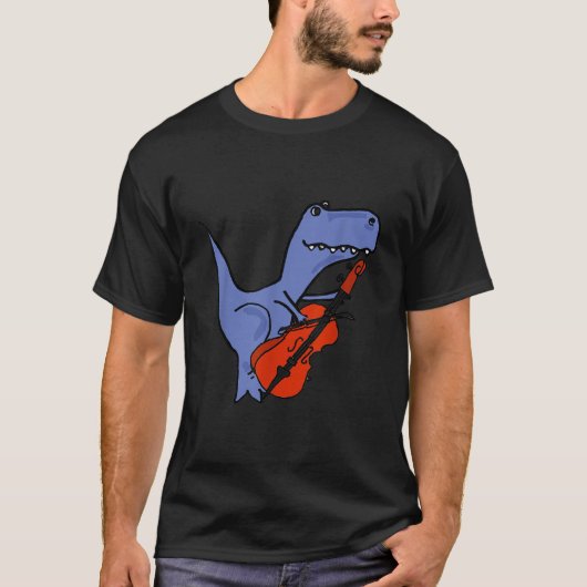 Funny Dinosaur Playing Cello T-Shirt (Vorderseite)