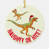 Funny Dinosaur Raptor Santa Quote Keramik Ornament (Vorne)