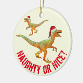 Funny Dinosaur Raptor Santa Quote Keramik Ornament (Links)