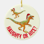 Funny Dinosaur Raptor Santa Quote Keramik Ornament (Hinten)