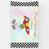 Funny Dinosaur Rennwagen Kindergeburtstag Party Banner (Vertikal)