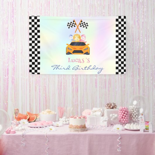 Funny Dinosaur Rennwagen Kindergeburtstag Party Banner (Party)