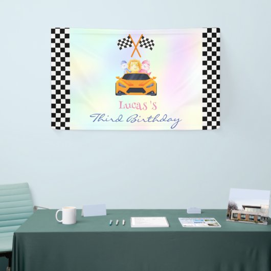 Funny Dinosaur Rennwagen Kindergeburtstag Party Banner (Messeveranstaltung)