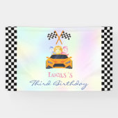 Funny Dinosaur Rennwagen Kindergeburtstag Party Banner (Horizontal)