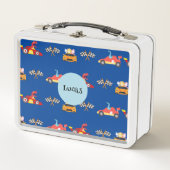 Funny Dinosaur Rennwagen Kindergeburtstag Party Metall Brotdose (Vorderseite)