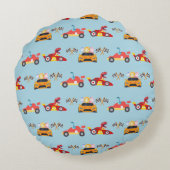 Funny Dinosaur Rennwagen Kindergeburtstag Party Rundes Kissen (Rückseite)