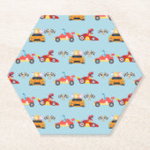 Funny Dinosaur Rennwagen Kindergeburtstag Party Untersetzer (Vorderseite)