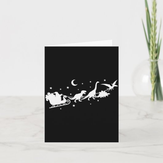 Funny Dinosaur Santa Sleigh Xmas Pajamas For Famil Karte (Vorderseite)