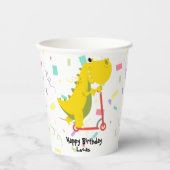 Funny dinosaur Scooter Toy Birthday Junge Party Pappbecher (Vorderseite)