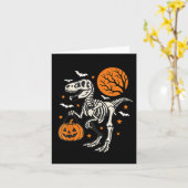 Funny Dinosaur Skeleton Halloween Pumpkin Trick or Karte (Gelbe Blume)