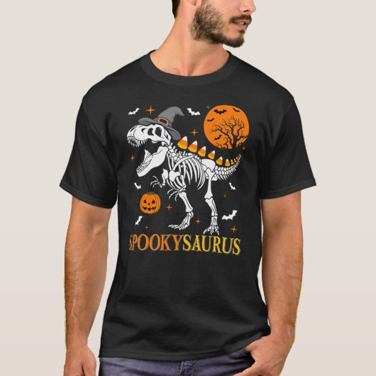 Funny Dinosaur Spookysaurus Candy Corn Halloween T T-Shirt (Vorderseite)