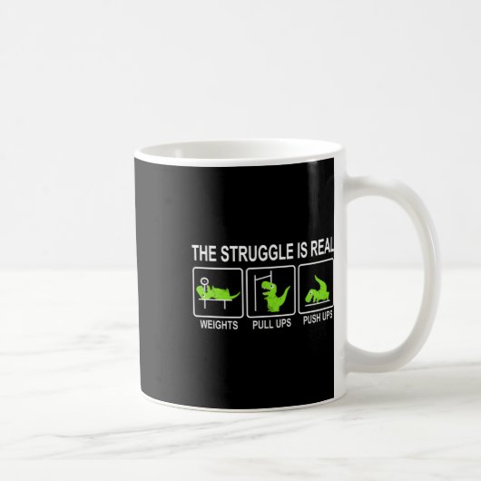 Funny Dinosaur Sports Gym Bench Press Pull-ups Pus Kaffeetasse (Rechts)