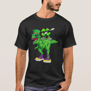 Funny Dinosaur St Patrick's Day Dabbing Kleeblatt T-Shirt