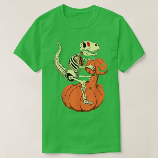 Funny Dinosaur T re Skeleton Riding a Halloween Pu T-Shirt (Design vorne)