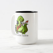 Funny Dinosaur T-Rex Hates Guitar Tuning Zweifarbige Tasse (Vorderseite Links)