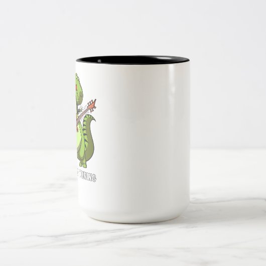 Funny Dinosaur T-Rex Hates Guitar Tuning Zweifarbige Tasse (Mittel)