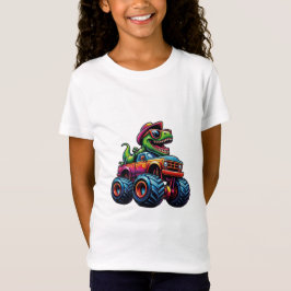 Funny Dinosaur T Rex On Monster Truck  T-Shirt