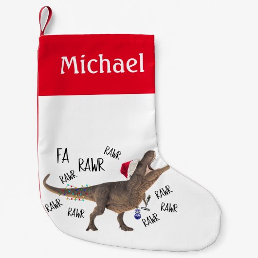 Funny Dinosaur T-Rex Tyrannosaurus Personalisiert Kleiner Weihnachtsstrumpf (Vorderseite)
