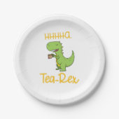 Funny Dinosaur T-Rex Tyrannosaurus Tea Rex Pappteller (Vorderseite)